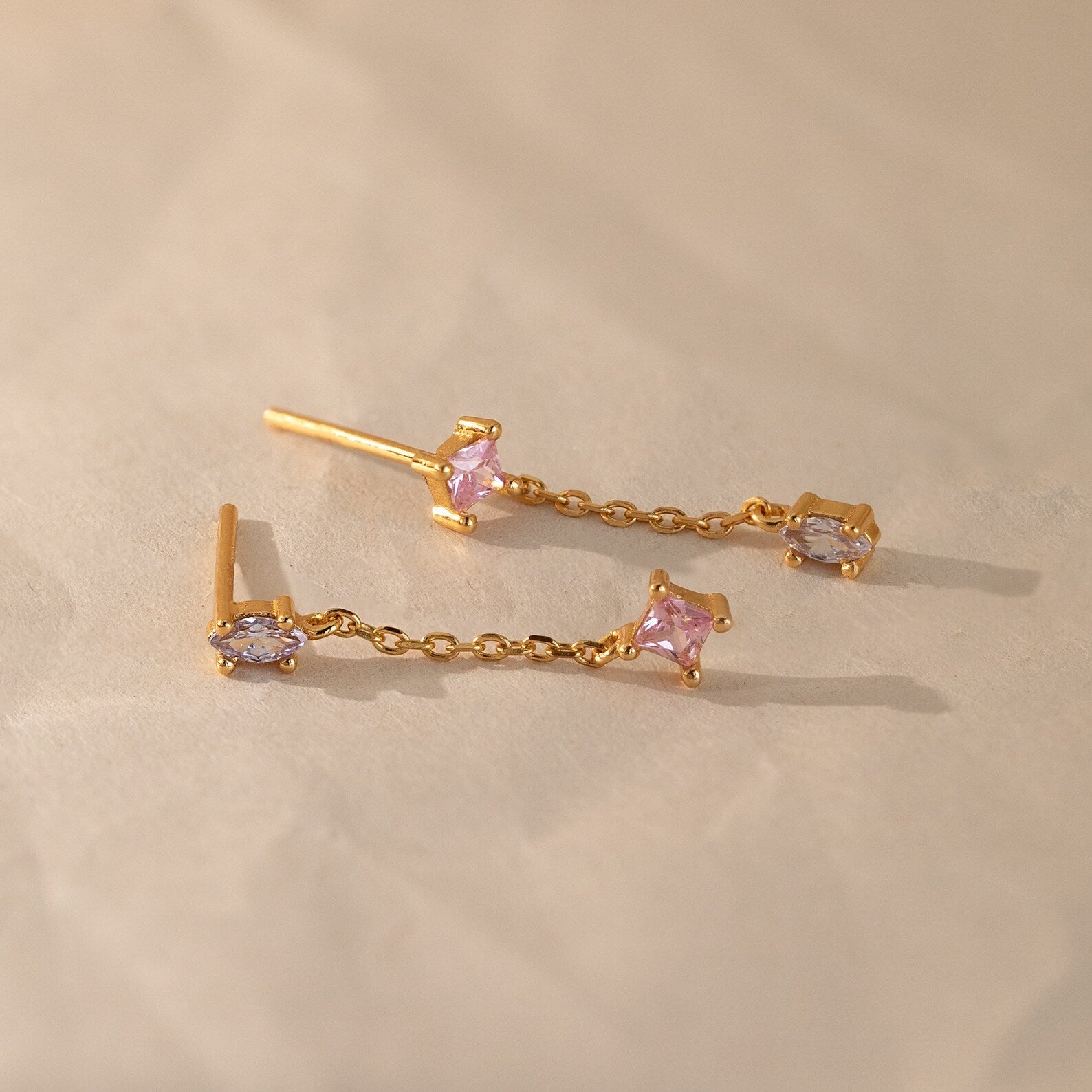 Mixed Crystal Drop Earrings 18K Gold